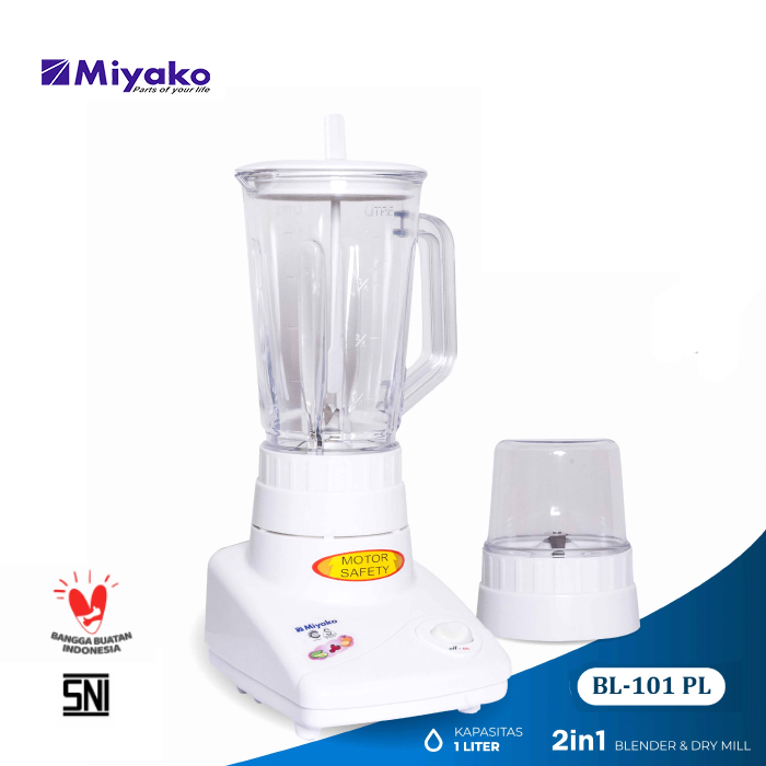 Miyako Blender Plastik 1 Liter 2in1 - BL101PL | BL-101 PL